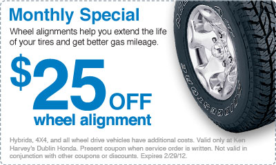 Monthly Special: $25 Off Wheel Alignment